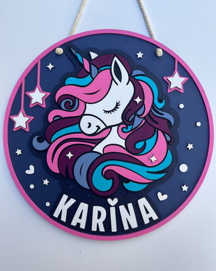 Decoratiune unicorn personalizata cu nume pentru camera copilului