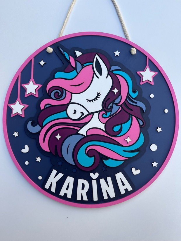 Decoratiune unicorn personalizata cu nume pentru camera copilului
