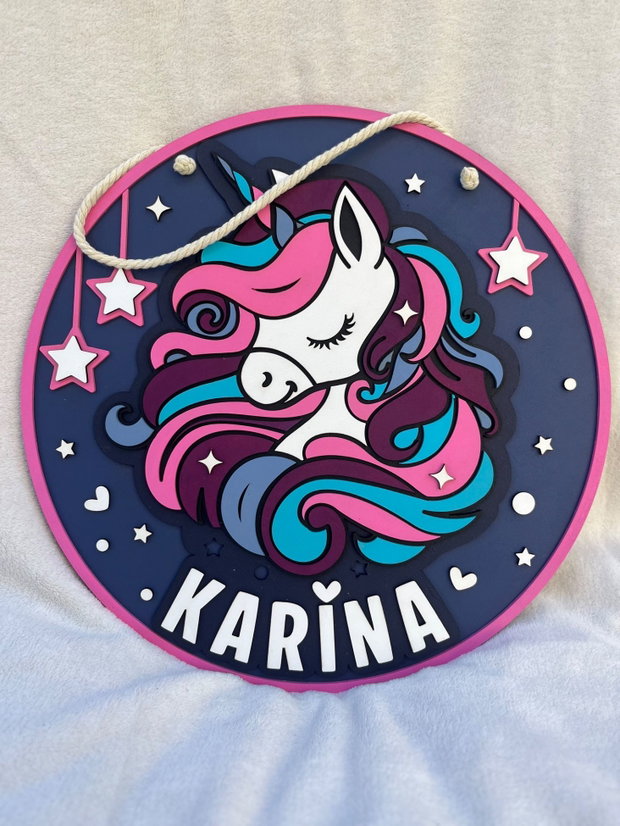 Decoratiune unicorn personalizata cu nume pentru camera copilului