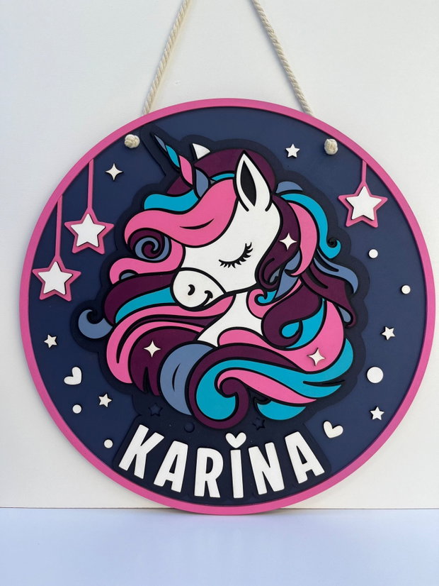 Decoratiune unicorn personalizata cu nume pentru camera copilului