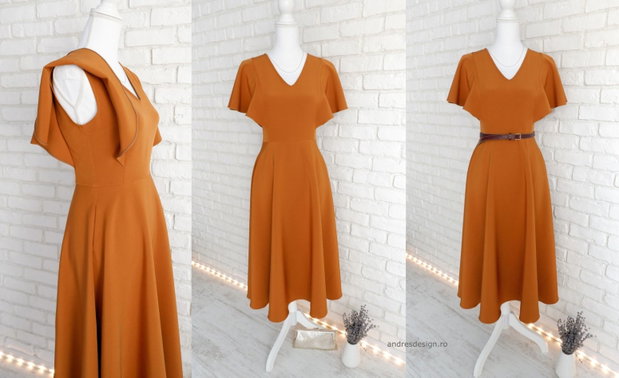 Rochie Coniac Eleganta cu Volane pe Umeri