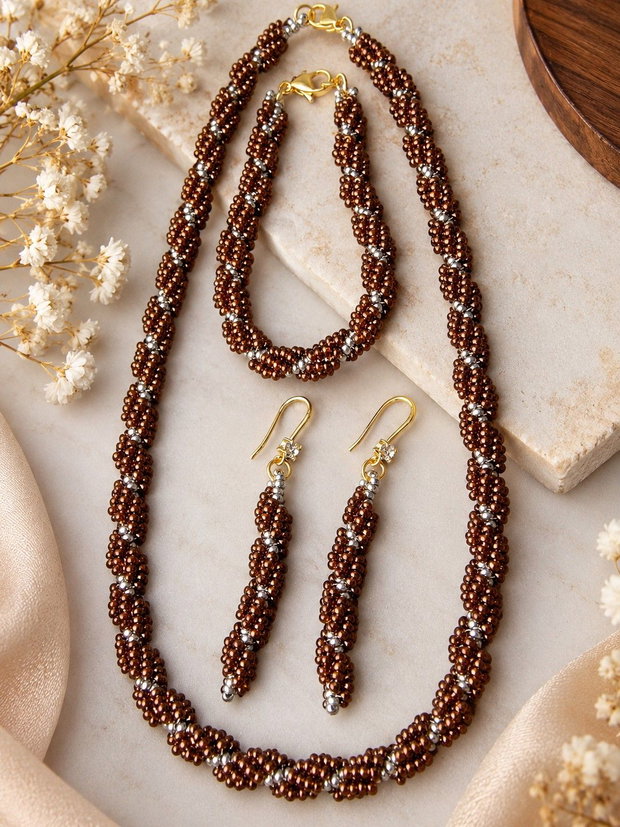 Honey Spiral  Set handmade din mărgele Preciosa Ornela