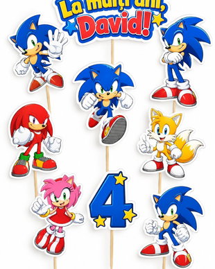 Set toppere pentru tort Sonic personalizate