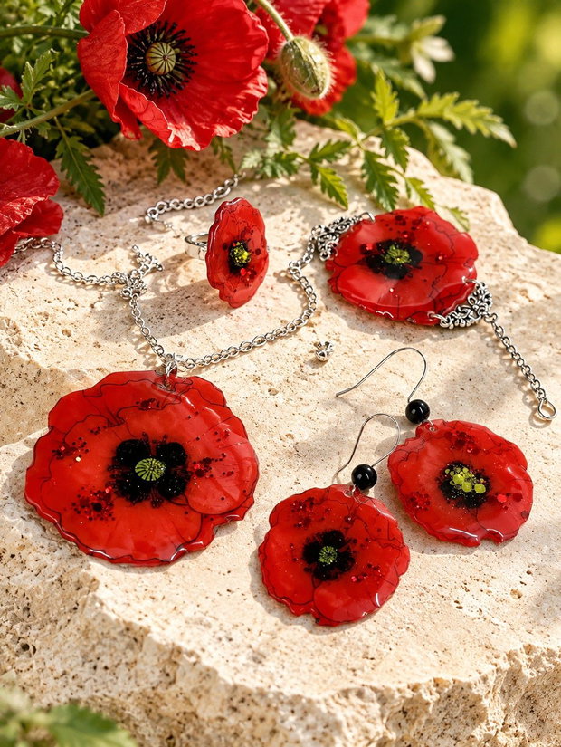 set bijuterii handmade unicat din rășină 00667