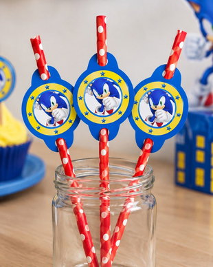 Paie pentru suc decorate Sonic