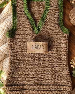 Vestă croșetată handmade Pădure de Toamnă  Alpaca Mix