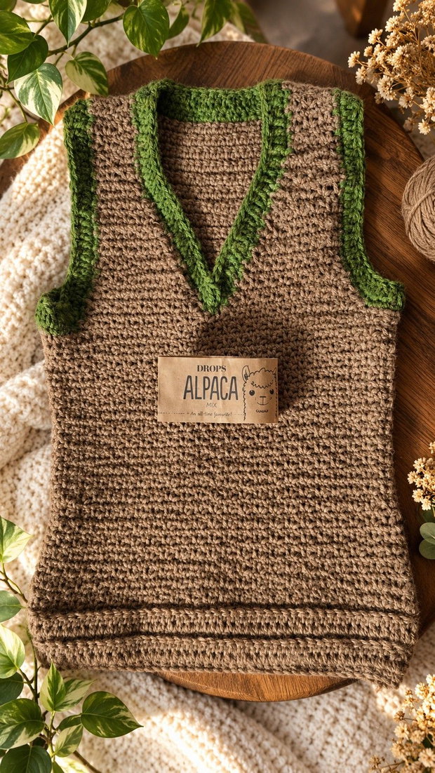 Vestă croșetată handmade Pădure de Toamnă Alpaca Mix