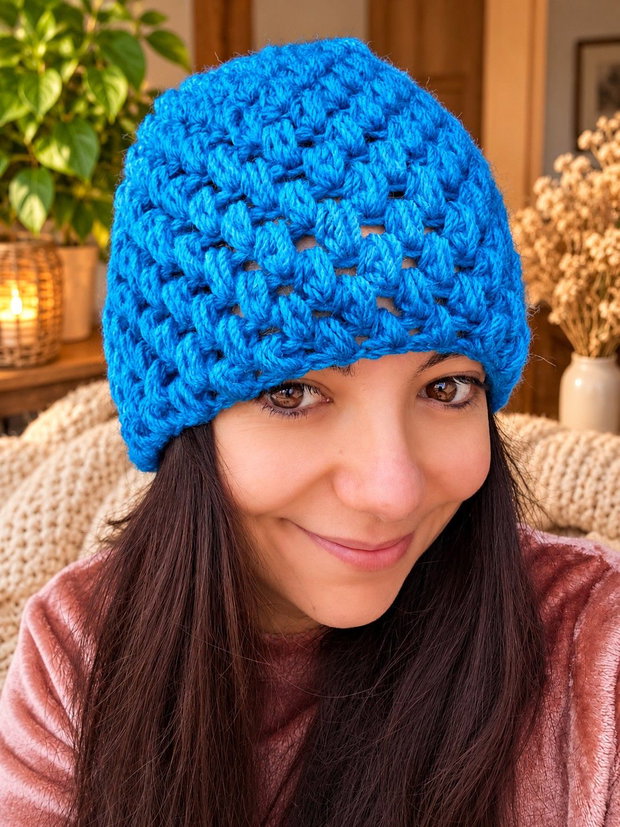 Căciulă croșetată handmade Cer Albastru