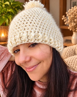 Căciulă croșetată handmade Fulgușor cu pompon