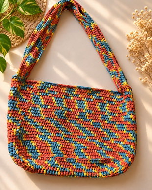 Geantă croșetată handmade Culorile Toamnei  model XL
