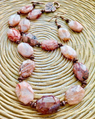 Set vintage Colier și cercei agate naturale