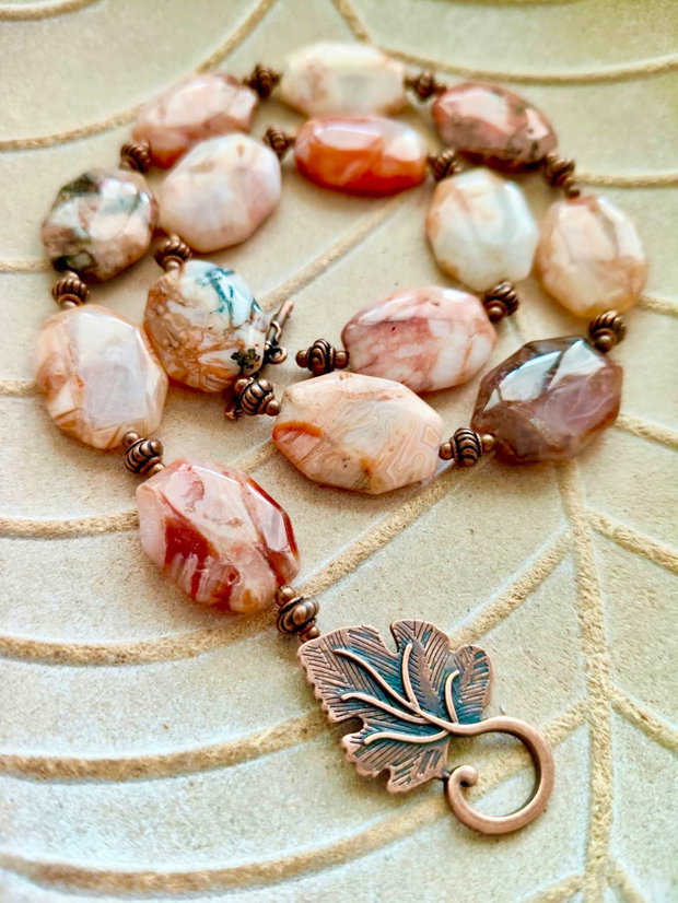 Set vintage Colier și cercei agate naturale