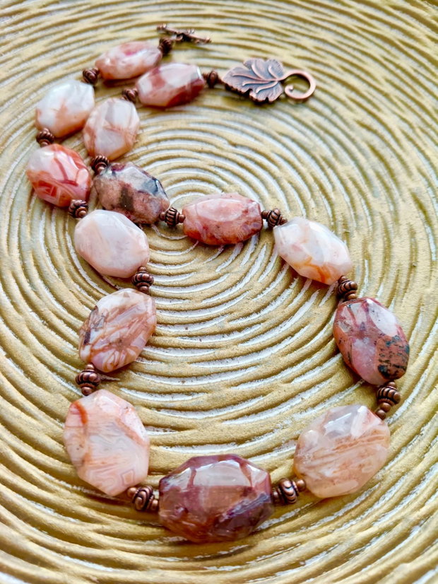 Set vintage Colier și cercei agate naturale