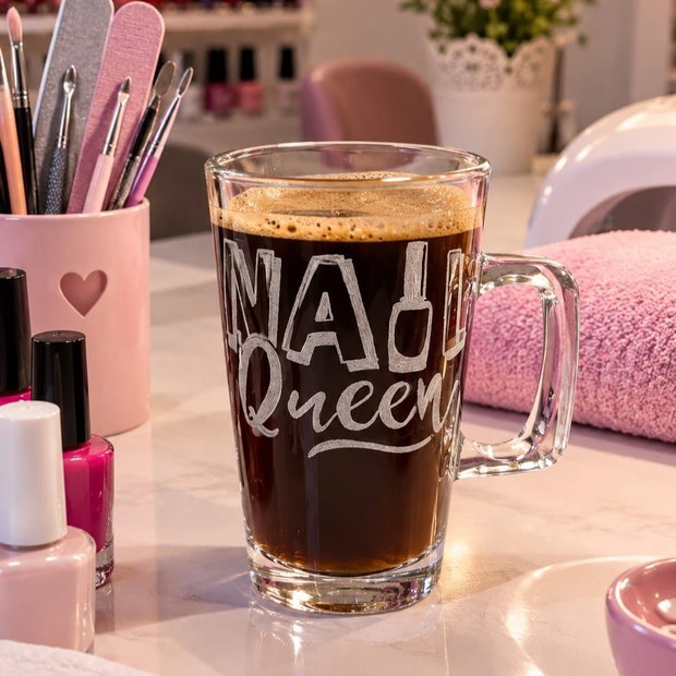 Set cadou pentru MANICHIURISTA - Cană și scrumieră gravate NAIL QUEEN