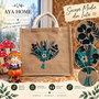 Sacoșă medie din iută naturală, brodată cu buchet botanic  AYA HOME