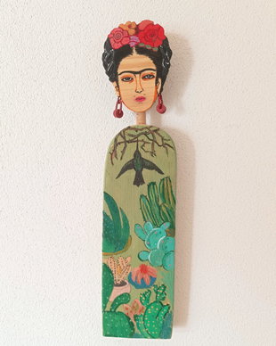 Frida Kahlo. Figurina din lemn