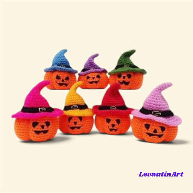 Mini dovleac croșetat manual decorațiune Halloween handmade LA COMANDĂ
