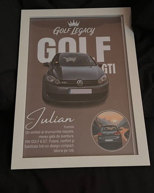 Tablou personalizat cu mașina ta | Cadou pentru pasionații auto | A4