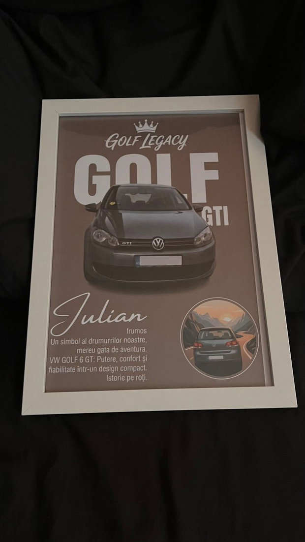 Tablou personalizat cu mașina ta | Cadou pentru pasionații auto | A4