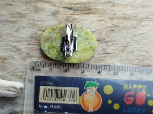Inel reglabil opal verde, argint 925 rodiat. REZERVAT