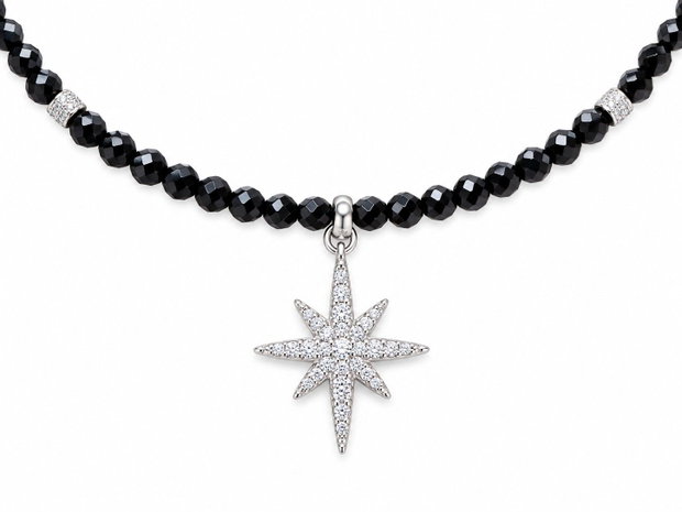 Colier/choker din spinel fațetat și pandantiv cu zirconii
