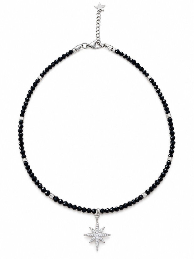 Colier/choker din spinel fațetat și pandantiv cu zirconii