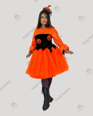 Costum Dovleac Halloween Portocaliu Neon Adult