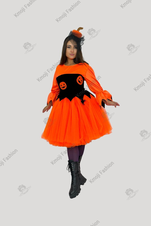 Costum Dovleac Halloween Portocaliu Neon Adult