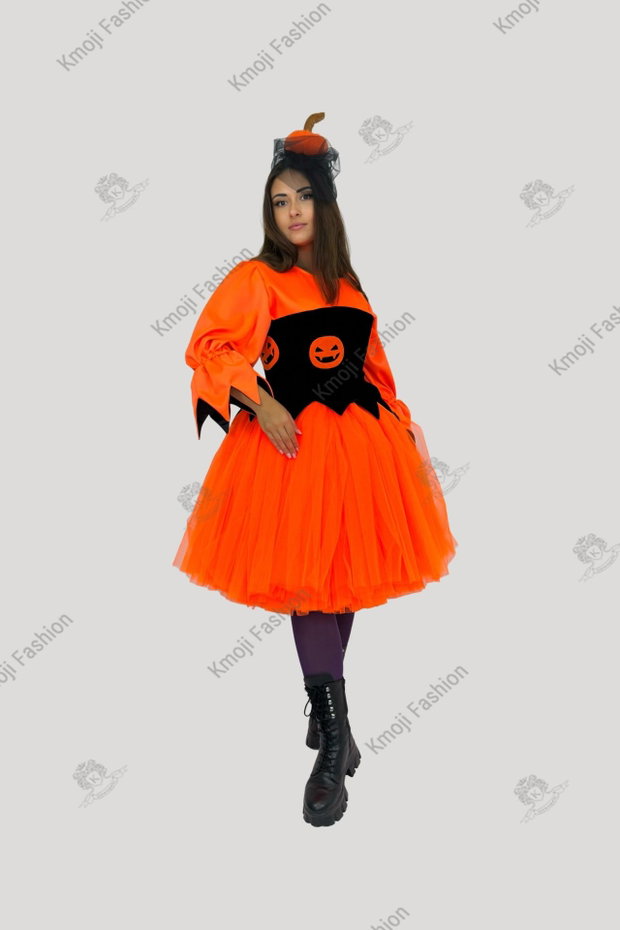 Costum Dovleac Halloween Portocaliu Neon Adult
