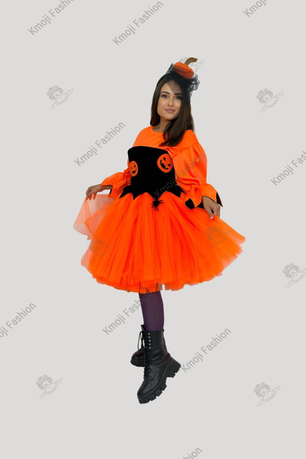 Costum Dovleac Halloween Portocaliu Neon Adult