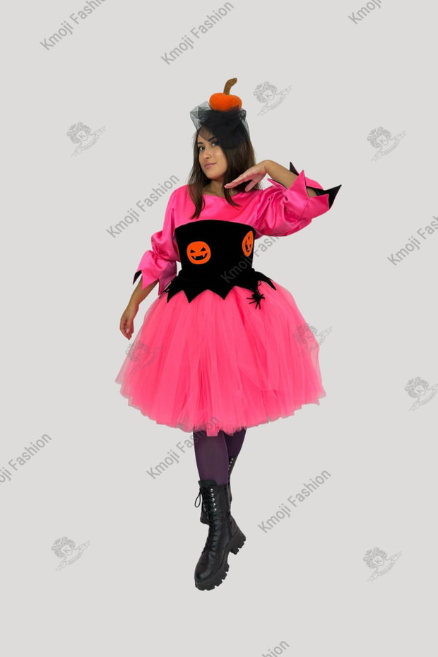 Costum Dovleac Halloween Roz Neon Adult