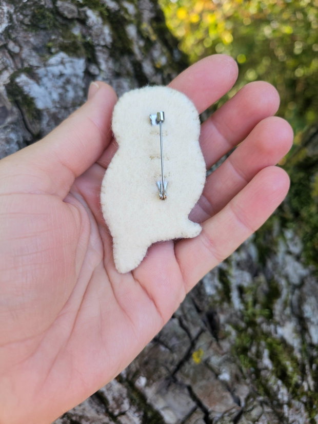 Broșă bufniță broderie