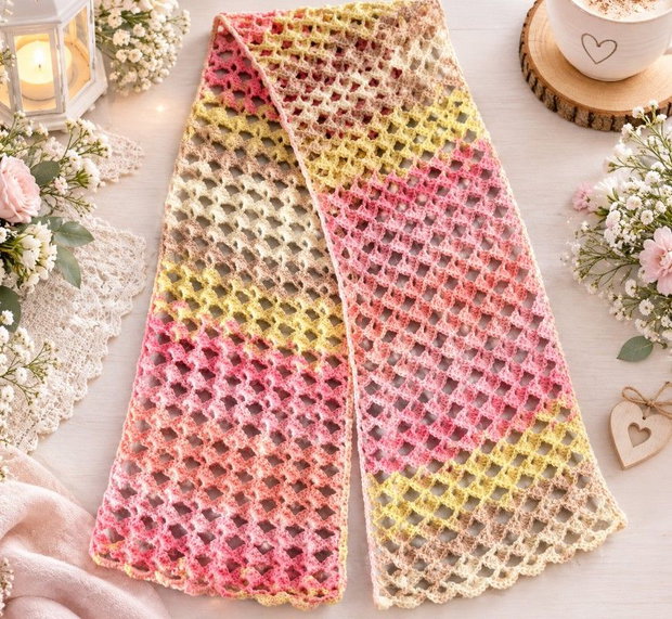 Fular lucrat manual in nuante pastelate