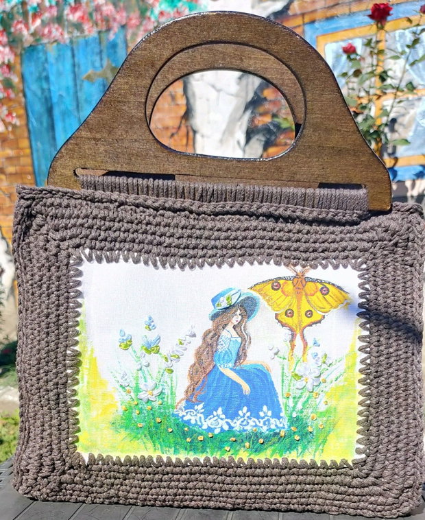 Fetița albastră | Geantă handmade unicat