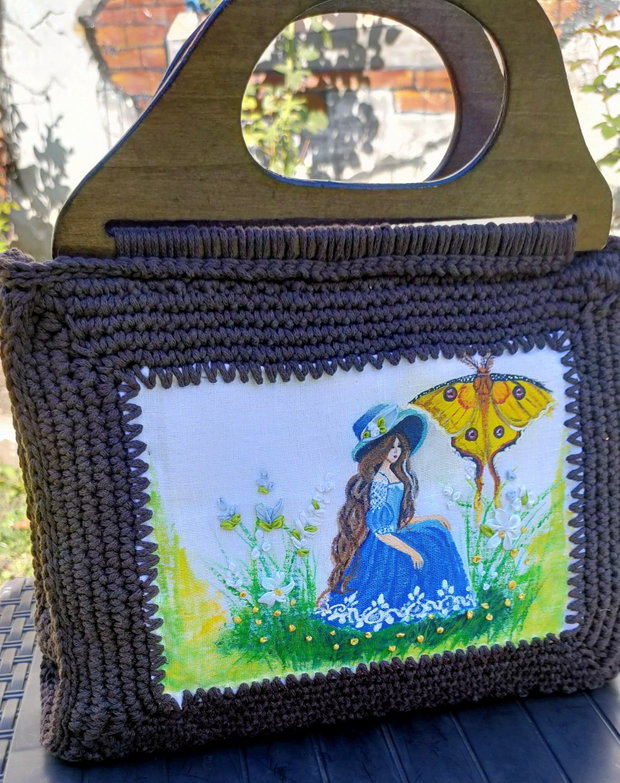 Fetița albastră | Geantă handmade unicat