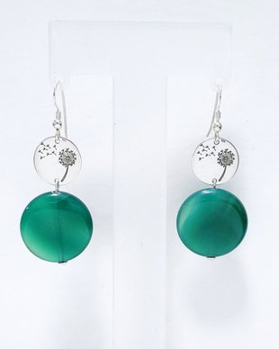 Cercei argint 925 cu agat verde
