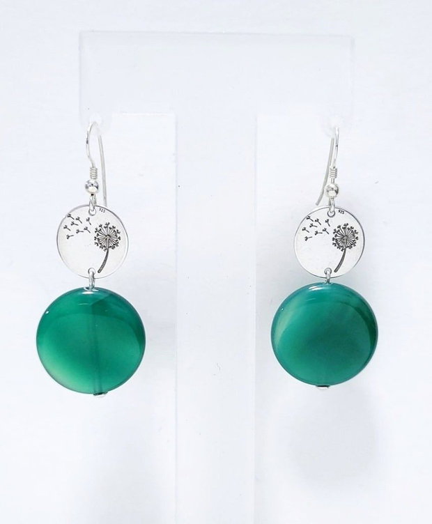 Cercei argint 925 cu agat verde