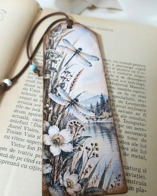Semn de carte handmade - Natura in acuarela