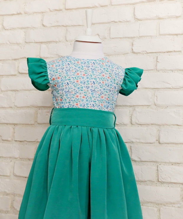 Rochii Mama Fiica Elegante Verde cu Flori