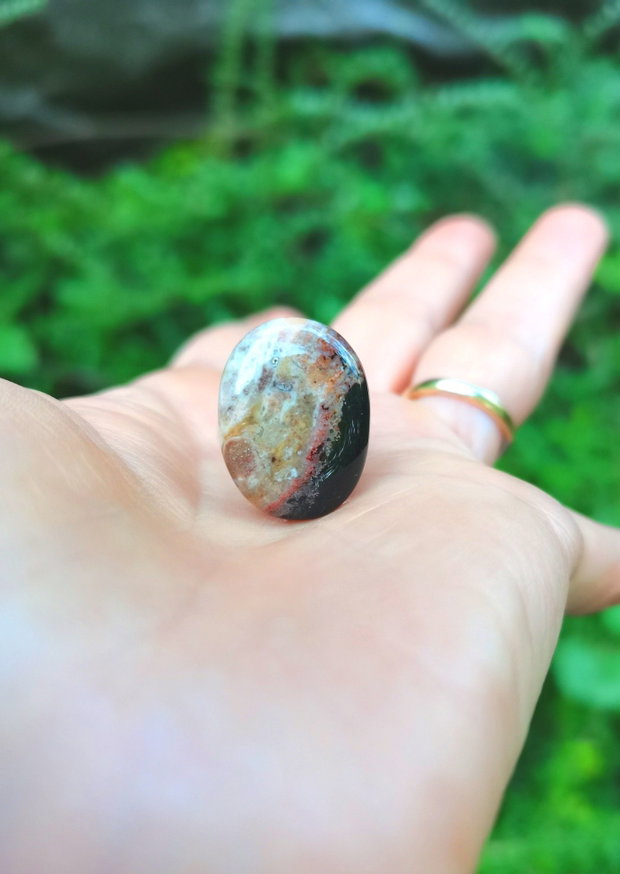 Inel Agata indiana si Argint 925 - IN1388 - Inel pietre semipretioase, inel negru reglabil, inel agat, cadou sotie, inel cadou, bijuterii cadou, bijuterii agate, cristale vindecatoare, cristaloterapie, cristale de colectie