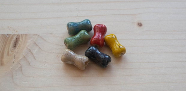 Lot mărgele ceramice glazurate multicolore formă alungită