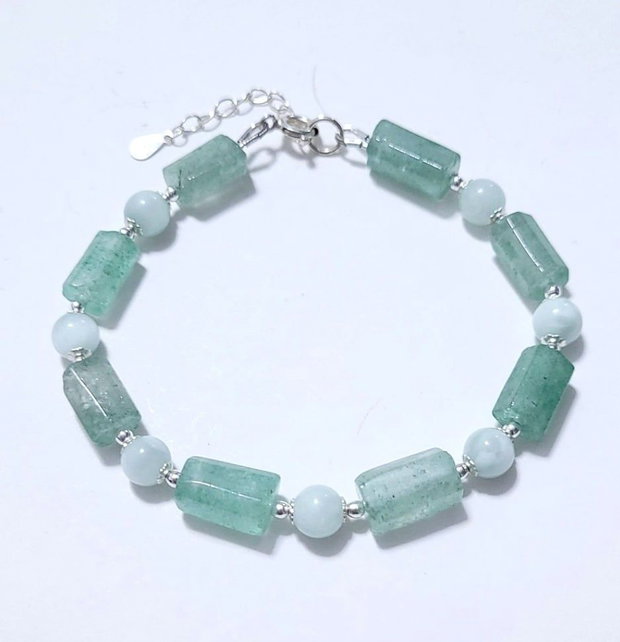 Bratara argint 925 cu aventurin, larimar verde si hematit