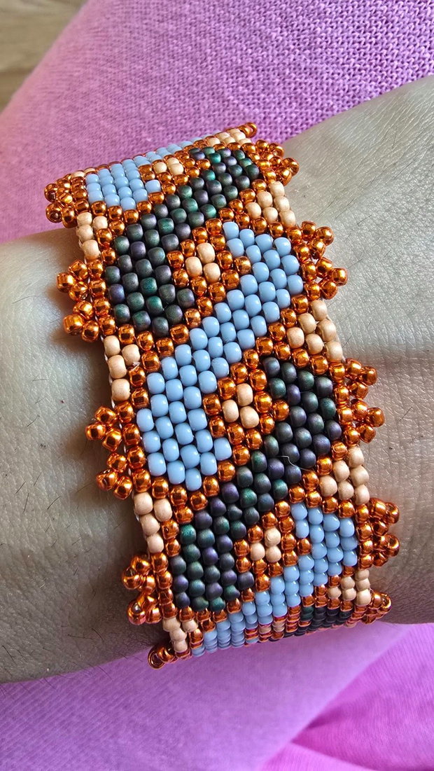 Set Bijuterii Copper Waves Brățară și Cercei din Mărgele