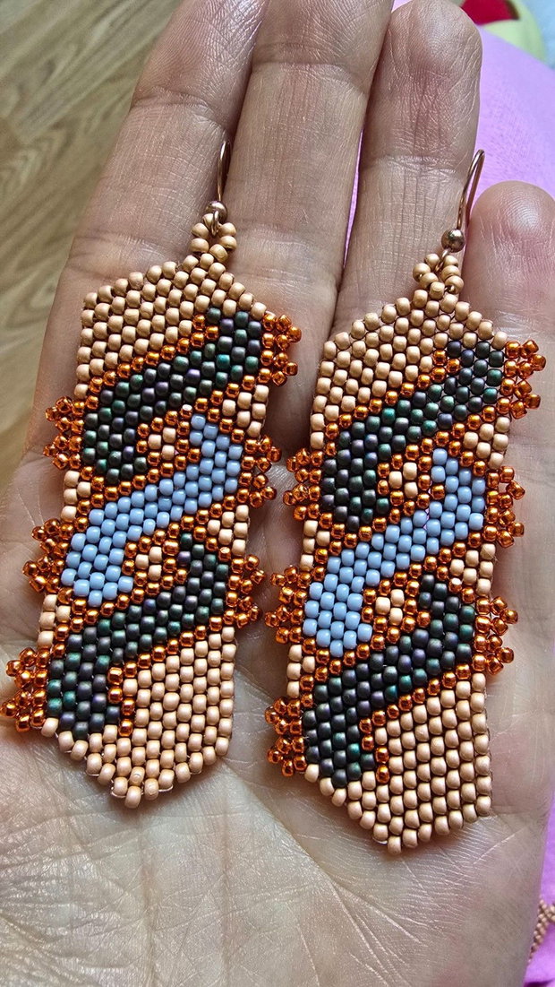 Set Bijuterii Copper Waves Brățară și Cercei din Mărgele