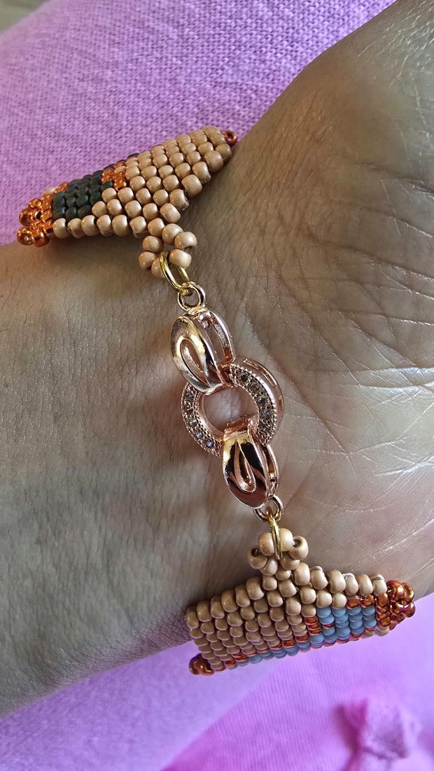 Set Bijuterii Copper Waves Brățară și Cercei din Mărgele