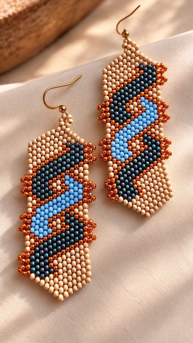 Set Bijuterii Copper Waves Brățară și Cercei din Mărgele