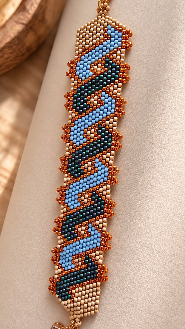 Set Bijuterii Copper Waves Brățară și Cercei din Mărgele