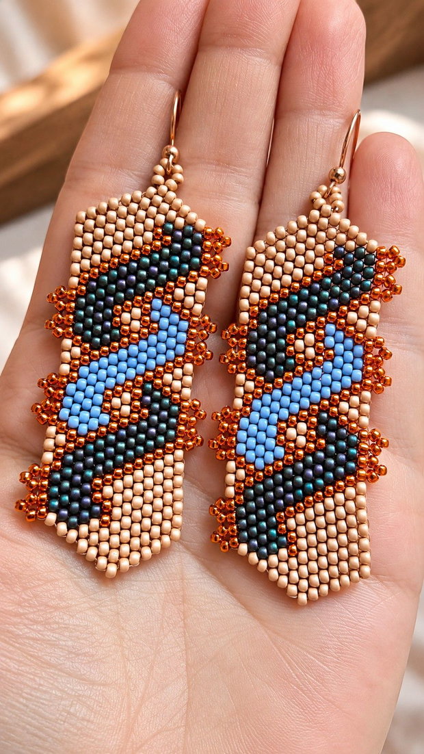 Set Bijuterii Copper Waves Brățară și Cercei din Mărgele