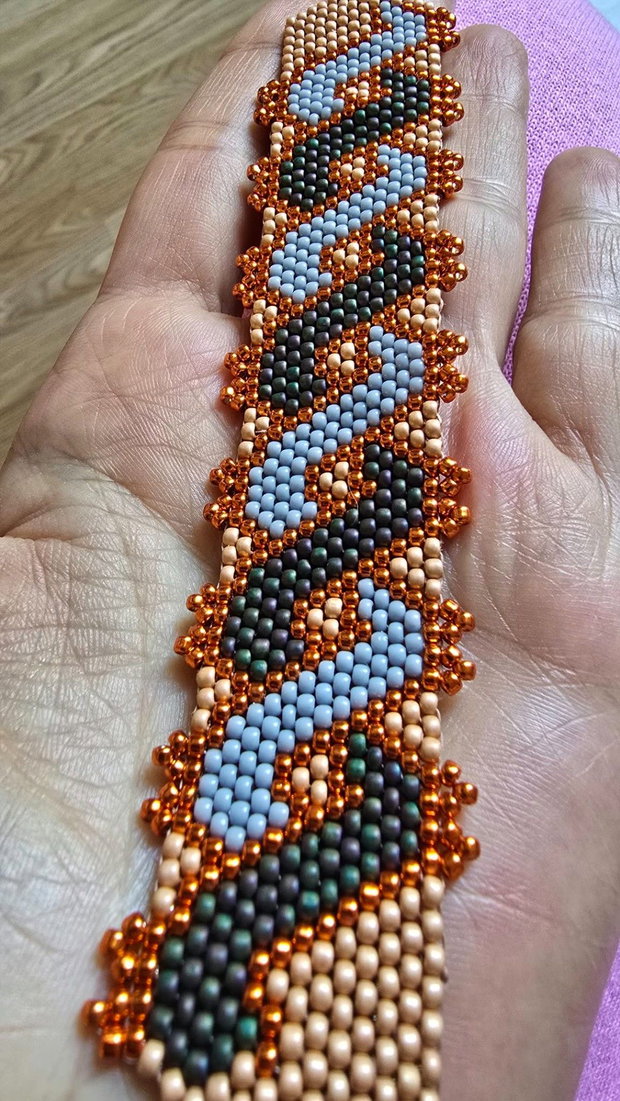 Set Bijuterii Copper Waves Brățară și Cercei din Mărgele