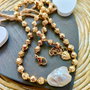 Colier CHOKER lava vulcanica / hematite aurii & perla baroc alba